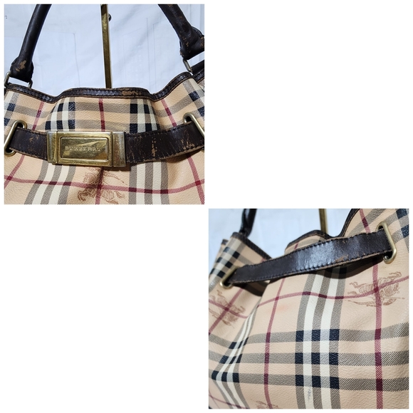 BURBERRY Haymarket Check Medium Willenmore Hobo Bag Brown/Beige - Picture 12 of 16